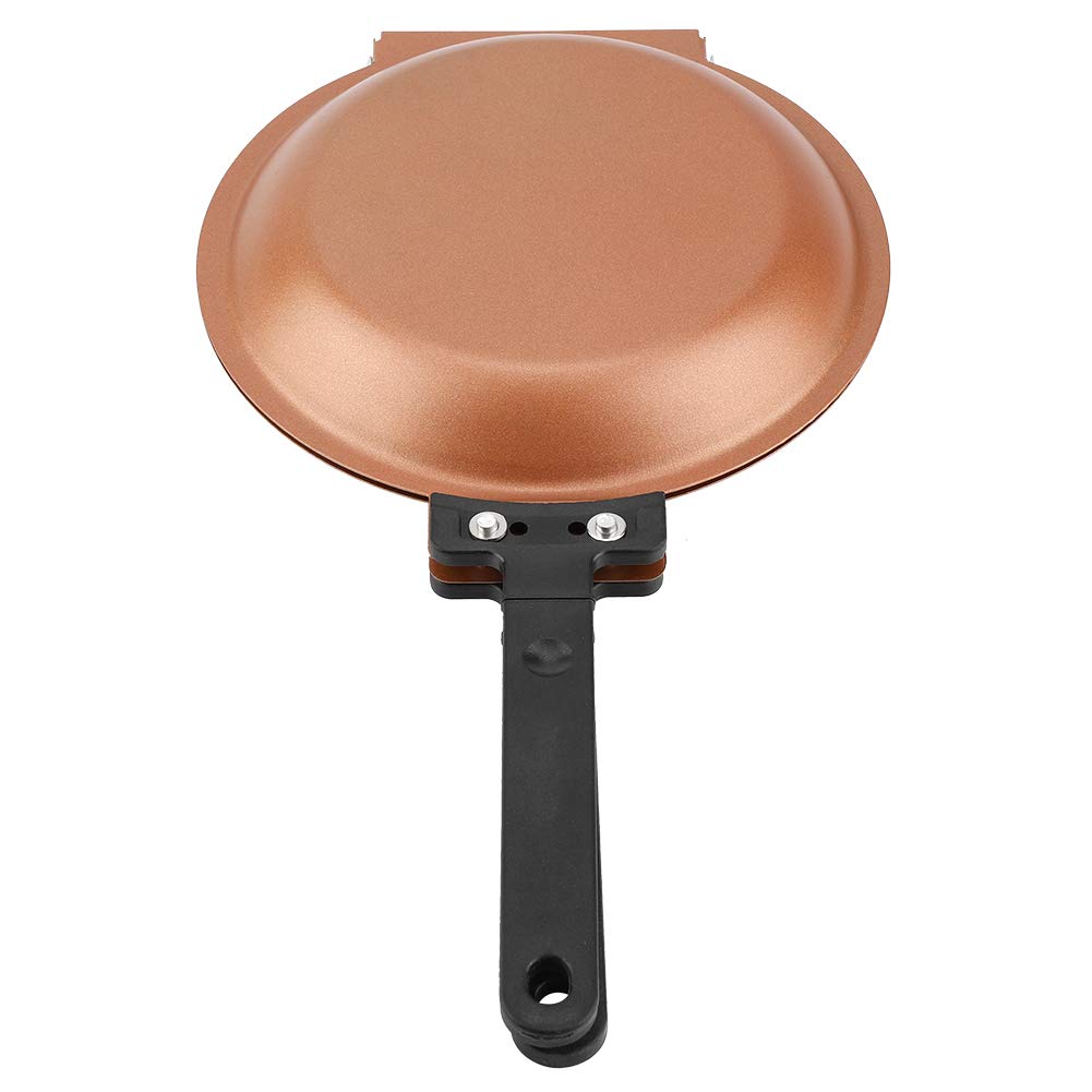 BORDSTRACT Pancake Maker, Pancake Pan Japan, Double Sided Frying Pan NonStick Flip Folding Frying Pan (Gold)