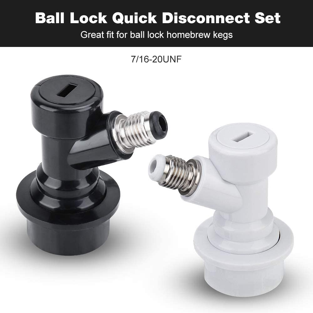 Ferroday Ball Lock Keg Disconnect Quick Ball Lock Mfl Disconnect Flared 5/16    Gas 1/4    Liquid Barbed Stainless Swivel Nuts F