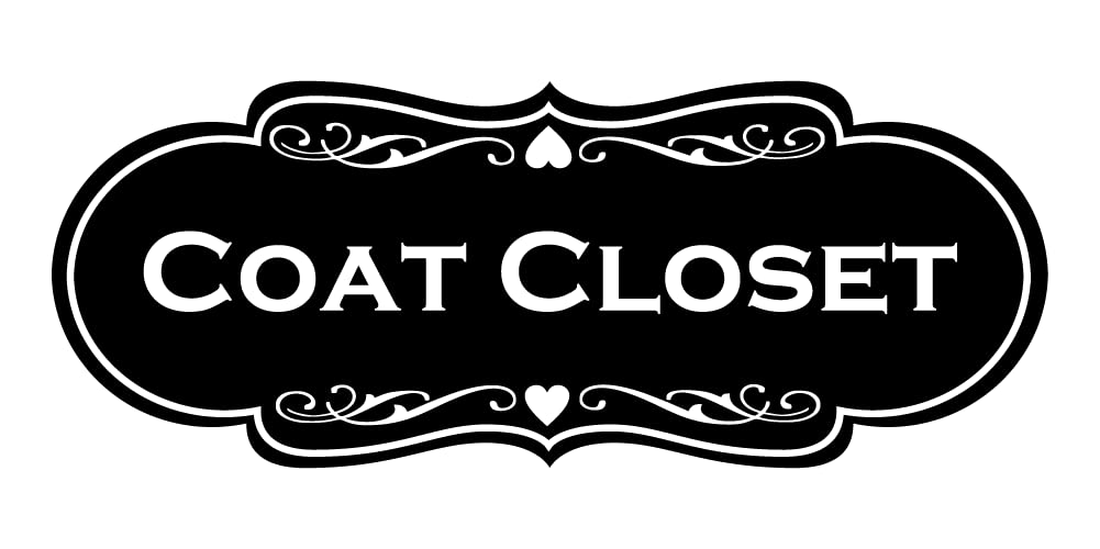 Designer Coat Closet Sign (Black) - Medium