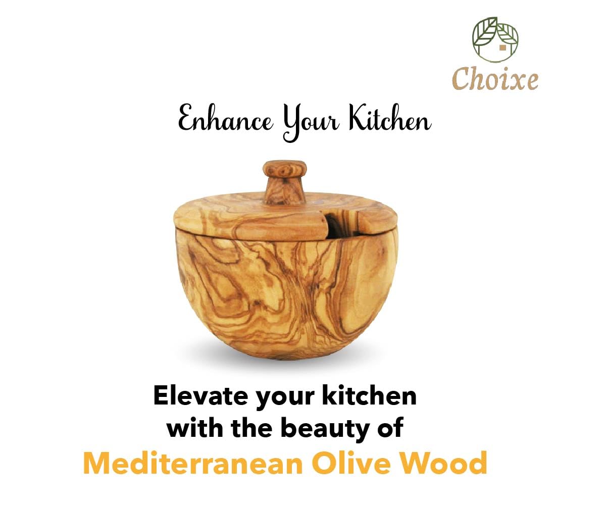 Mediterranean Olive Wood canister(D0102H5TRH2)