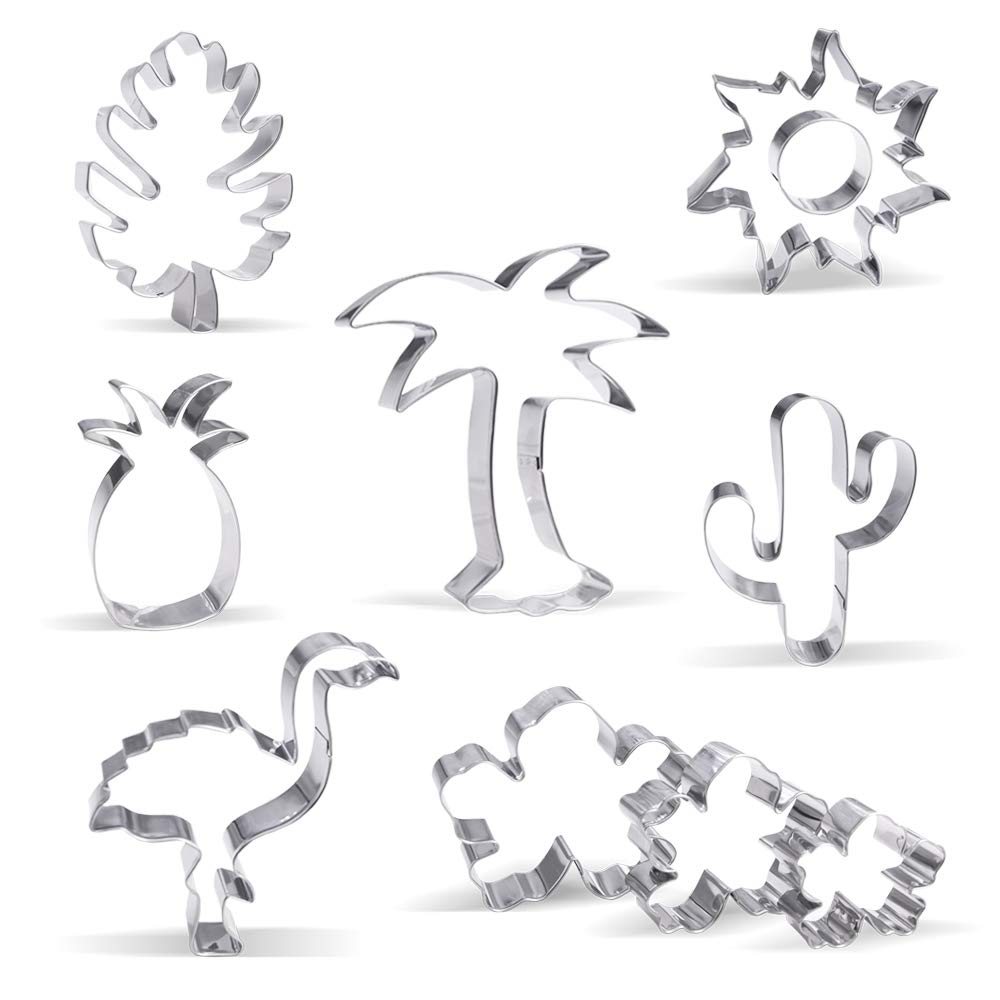 Keewah Hawaiian Tropical Cookie Cutter Set, 10 Piece, Stainless Steel