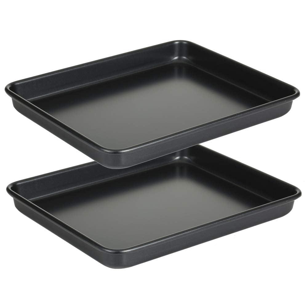 11 Inch Baking Sheets Pan Nonstick Set Of 2, Walooza 1-Inch Deep Baking Trays, 11X9 Inch Cookie Sheet Replacement Toaster Oven T