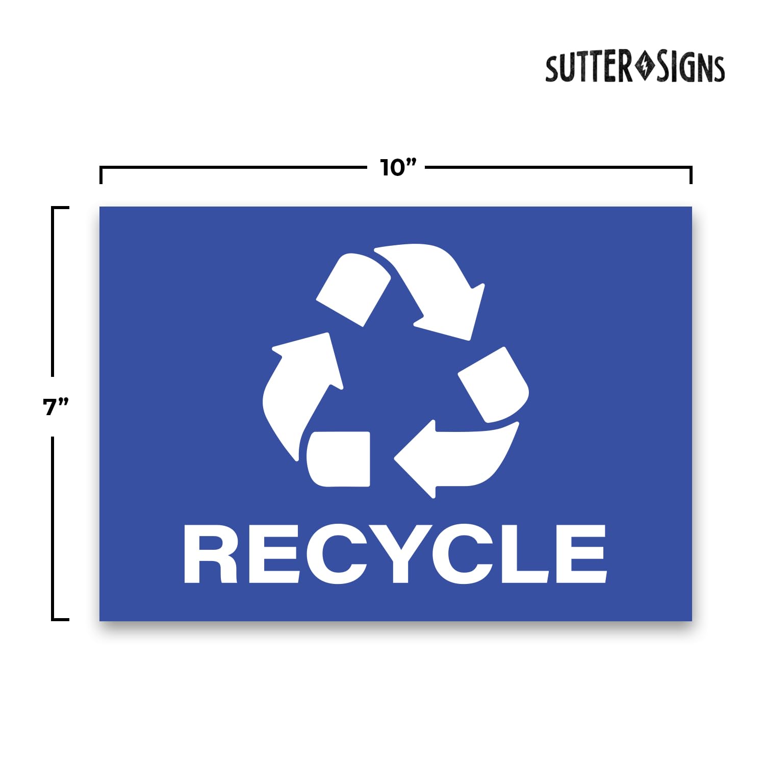 Recycle Stickers, Self Adhesive Weatherproof Vinyl Stickers, Blue, 7'' X 10'' (Pack Of 4)