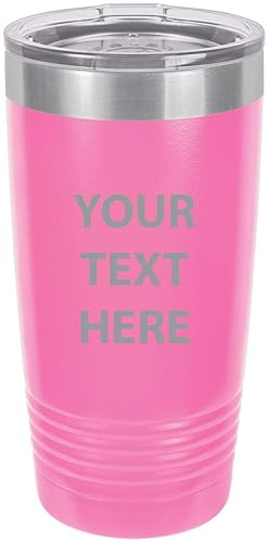 Personalized Add Your Custom Text Insulated Stainless Steel Tumbler 20 Oz Travel Coffee Double-Walled Travelling Car Truck Mug Customizable (Pink)