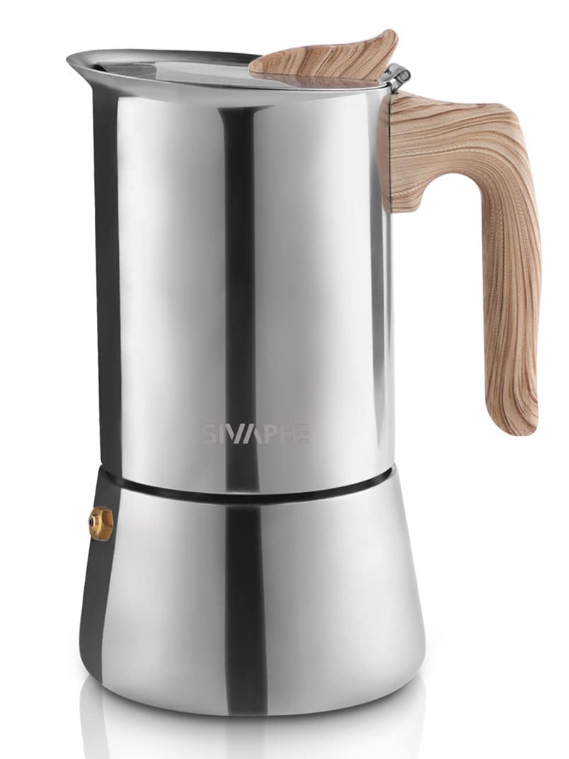 Sivaphe Stainless Steel Stovetop Espresso Coffee Maker, 6Cups Espresso Pot, 300Ml Moka Campaing Coffee Pot, Induction Italian Mo