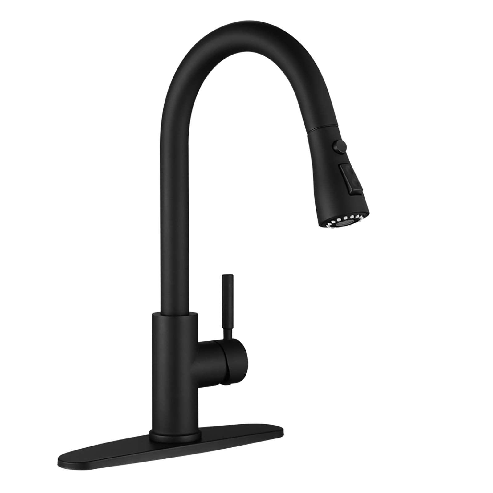 Black Kitchen Faucet, Kitchen Faucets With Pull Down Sprayer Wewe Commercial Stainless Steel Single Handle Single Hole Kitchen S