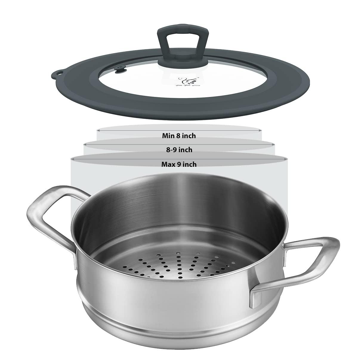 Set Of 2 Vented Tempered Glass Universal Lid For Pot Pan Skillet With Heat Resistant Silicone Microwave Safe Splatter Lid Cover