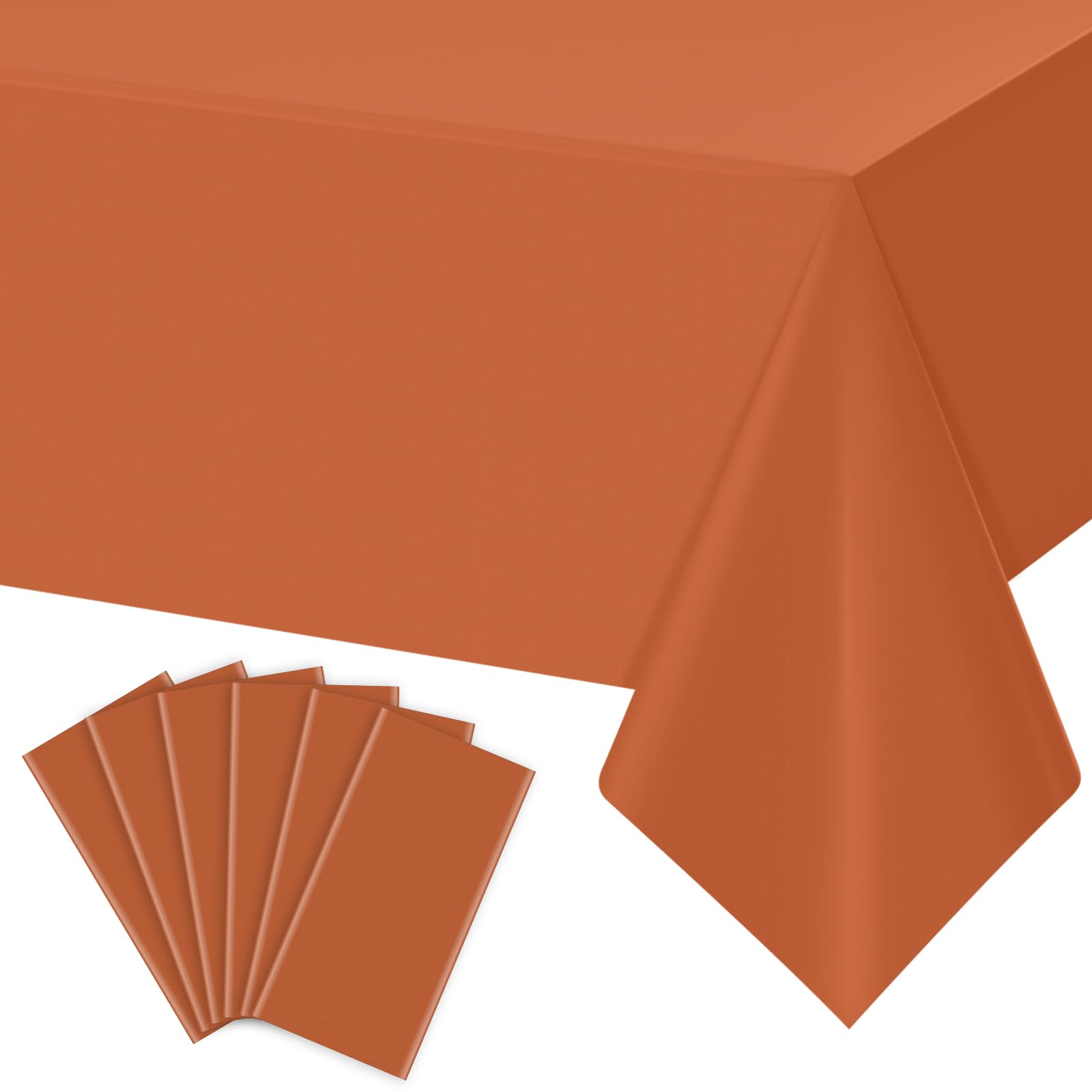 YIDAKO 6Pcs Orange Tablecloths for Rectangle Tables,Disposable Plastic Table Cloth,Waterproof Table Cover for Fall Thanksgiving 