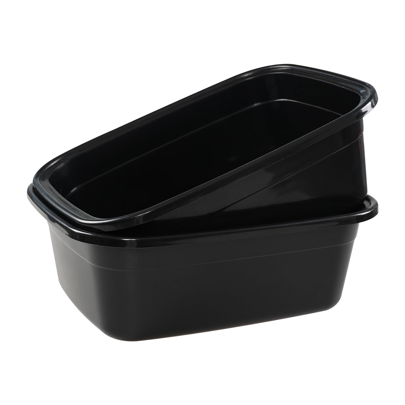 Leendines 18 Quart Plastic Rectangular Dish Pan, Black Wash Basin Set Of 2
