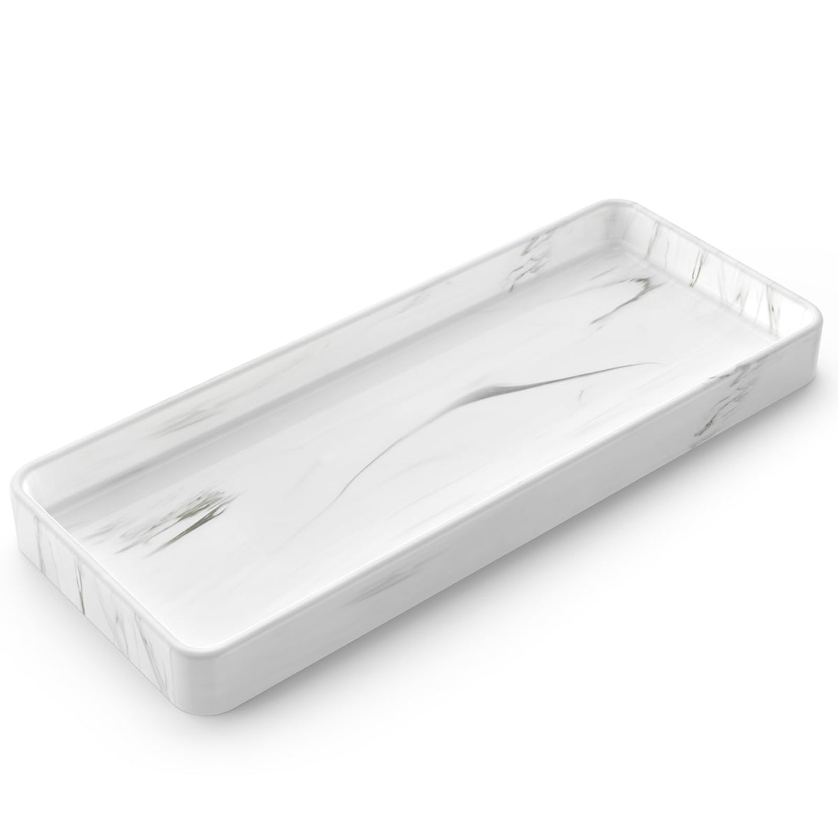 Gurygo 12'' Ceramic Bathroom Vanity Tray For Kitchen Counter - Kitchen Soap Tray - Rectangular Vanity Tray For Bathroom - Porcel
