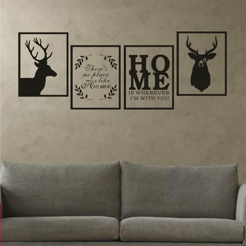 GADGETS WRAP Wall Decal Vinyl Sticker Frame Combination Deer Home Letters for Office Home Wall Decoration