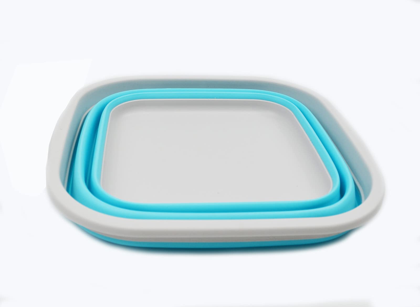 SAMMART 5.5L (1.4 Gallons) Collapsible Tub - Foldable Dish Tub - Portable Washing Basin - Space Saving Plastic Washtub (Grey/Cyanine  1)
