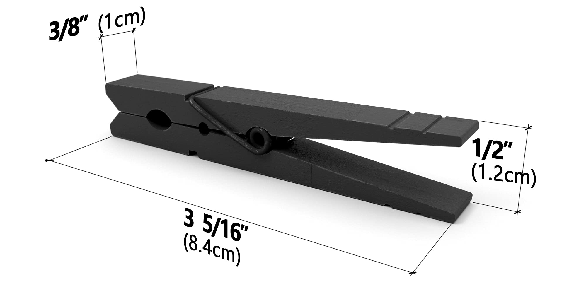 LWR CRAFTS Wooden Large Clothespins 3-5/16 '' 8.4cm 30 Pieces Per Pack (Black)