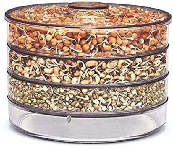 Wazdorf Sprout Maker - Plastic Grocery Container Sprouted Grains Seeds Dal Channa Chole Ragi Organic Sprouting Jar, For Sprouted