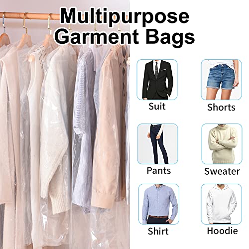Beishida 120Pcs 35.5 Inch Plastic Garment Bag Dry Cleaner Bags Clear Plastic Bag Dry Cleaning Laundry Bags For Clothes Cover Han
