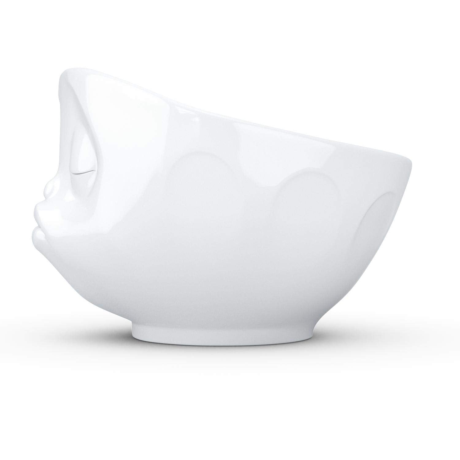 Fiftyeight Products Tassen Porcelain Bowl, Kissing Face Edition, 16 Oz. White, (Single Bowl) For Serving Cereal, Soup