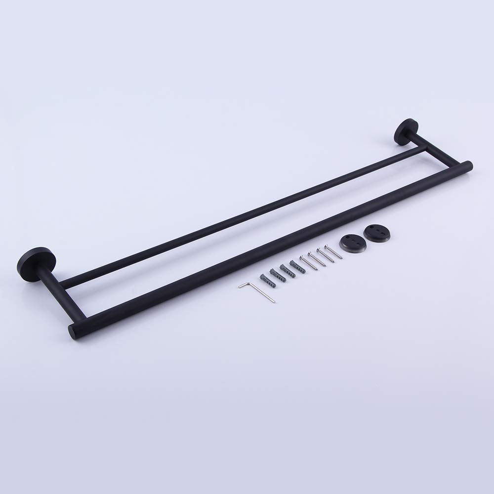 Gerzwy 30-Inch Bathroom Double Towel Bar Sus 304 Stainless Steel Bath Towel Bar Matte Black Modern Style Wall Mount Ag1102C75-Bk