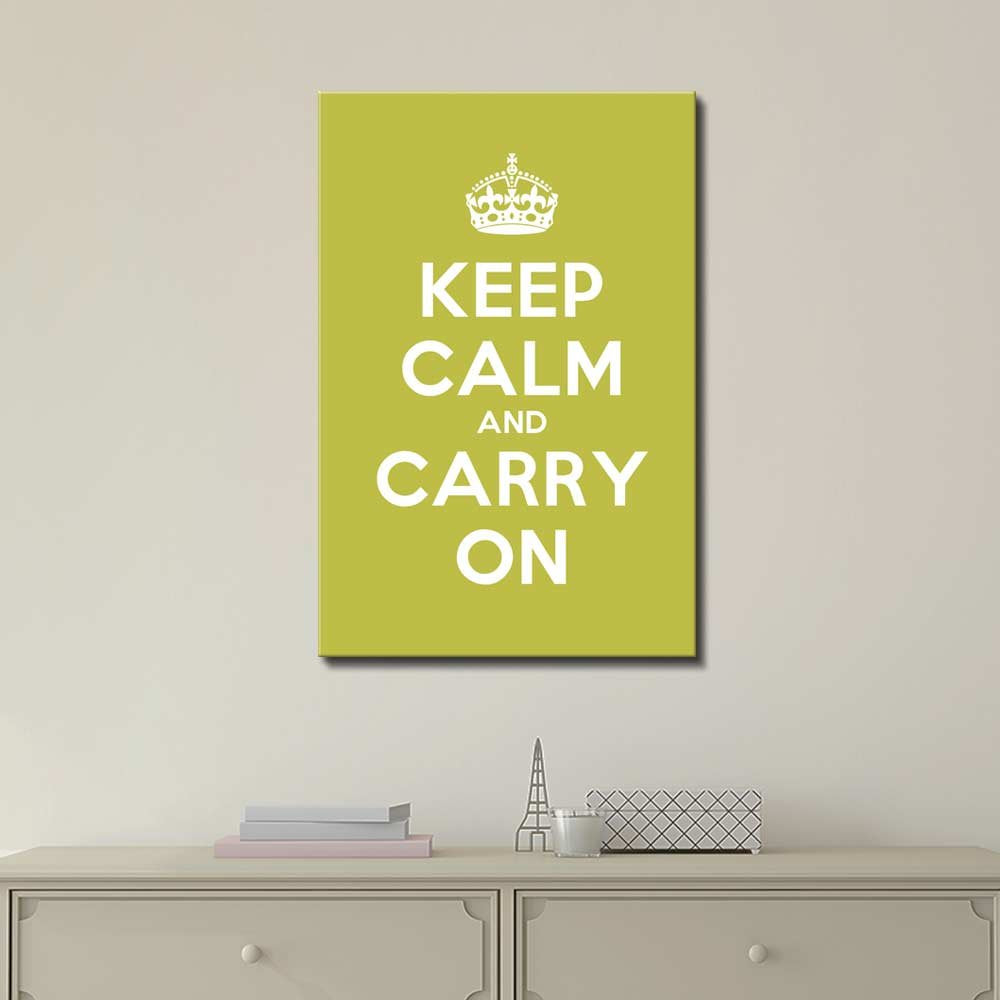Canvas Wall Art Gallery Wrap Canvas Prints - Keep Calm And Carry On | Stretched Grass Green Canvas Home Art Ready To Hang -32''