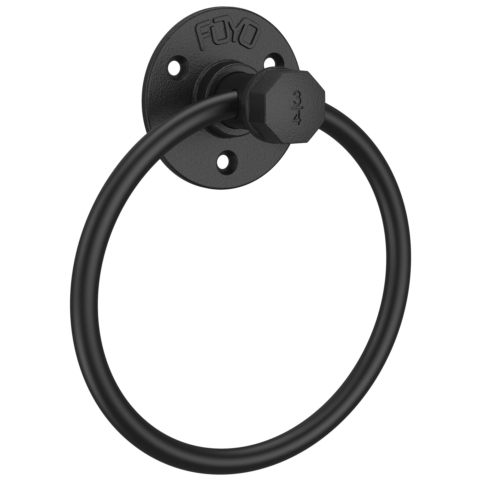 Industrial Towel Rings, Licperron Matte Black Pipe Hand Towel Rack, Wall Mounted Towel Holder For Bathroom 1Pcs
