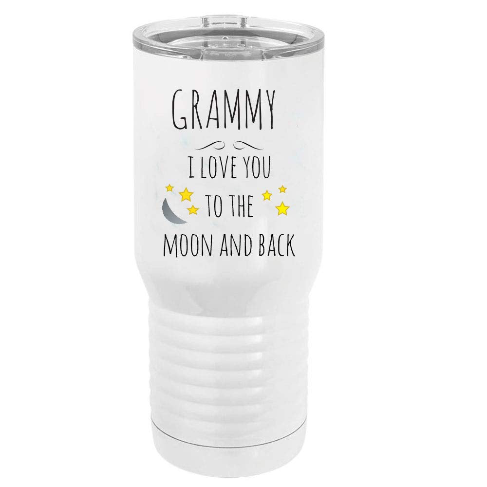 Grammy - I Love You To The Moon And Back Stainless Steel Vacuum Double-Walled Insulated 20 Oz Tumbler Travel Coffee Mug With Cle