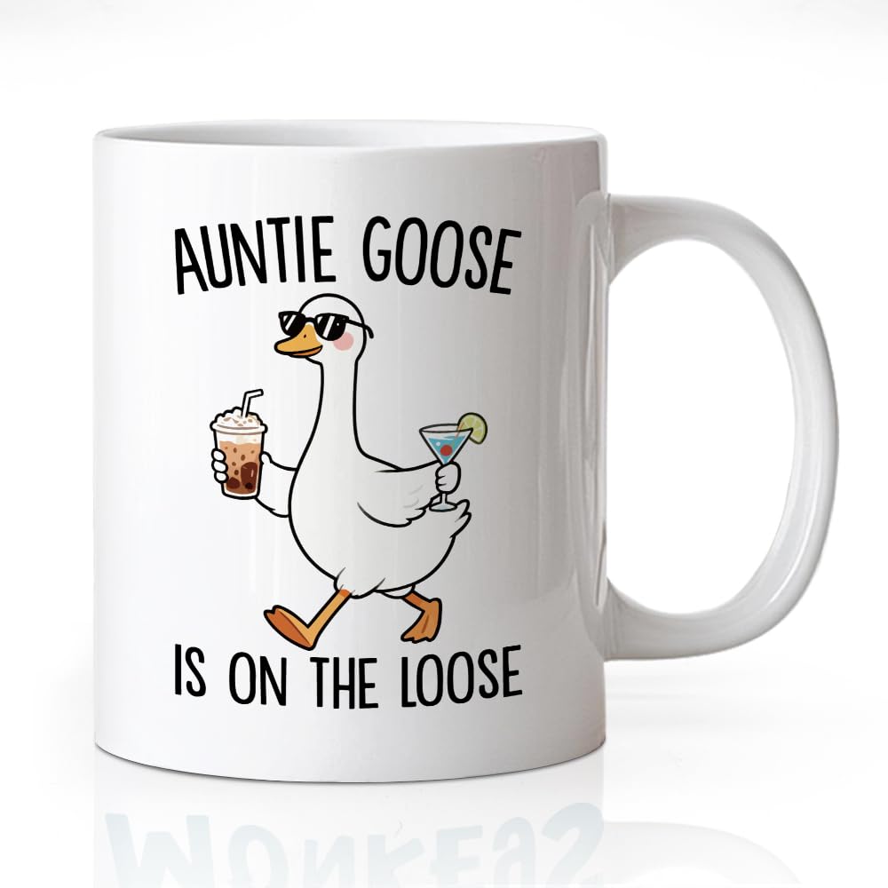 WHTYEFZ Auntie Goose Is on the Loose 11 oz Funny Ceramic Coffee Mug