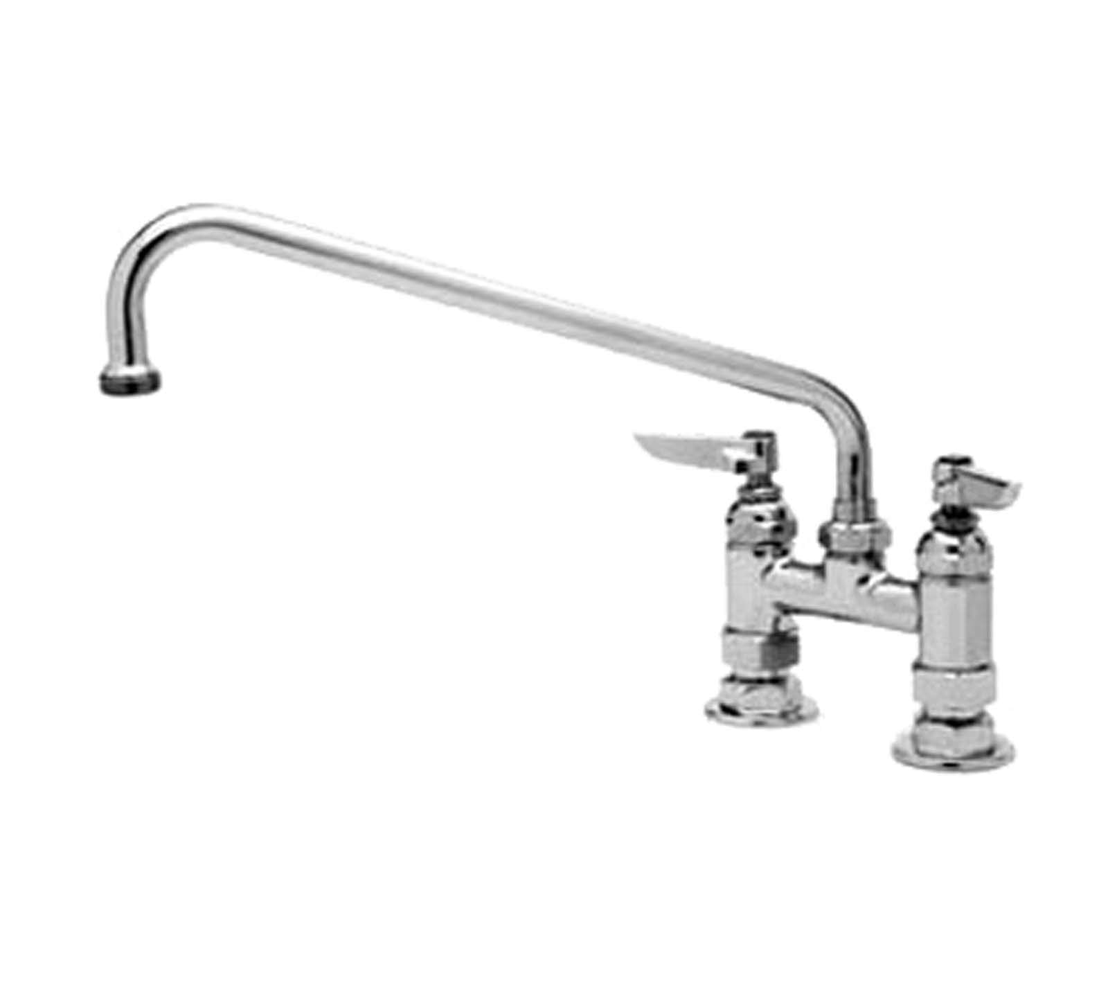 T&S Brass B-0225 Double Pantry Faucet, Deck Mount, 4 Centers, 12 Swing Nozzle (062X),Chrome
