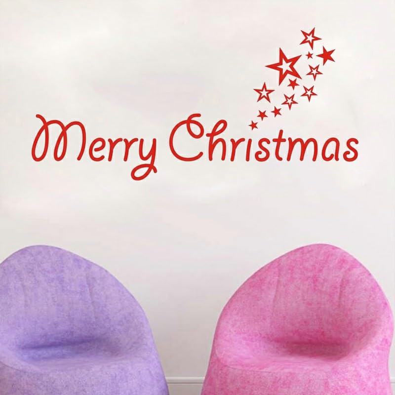 Gadgets Wrap Wall Decal Vinyl Sticker Stars Merry Christmas For Office Home Wall Decoration