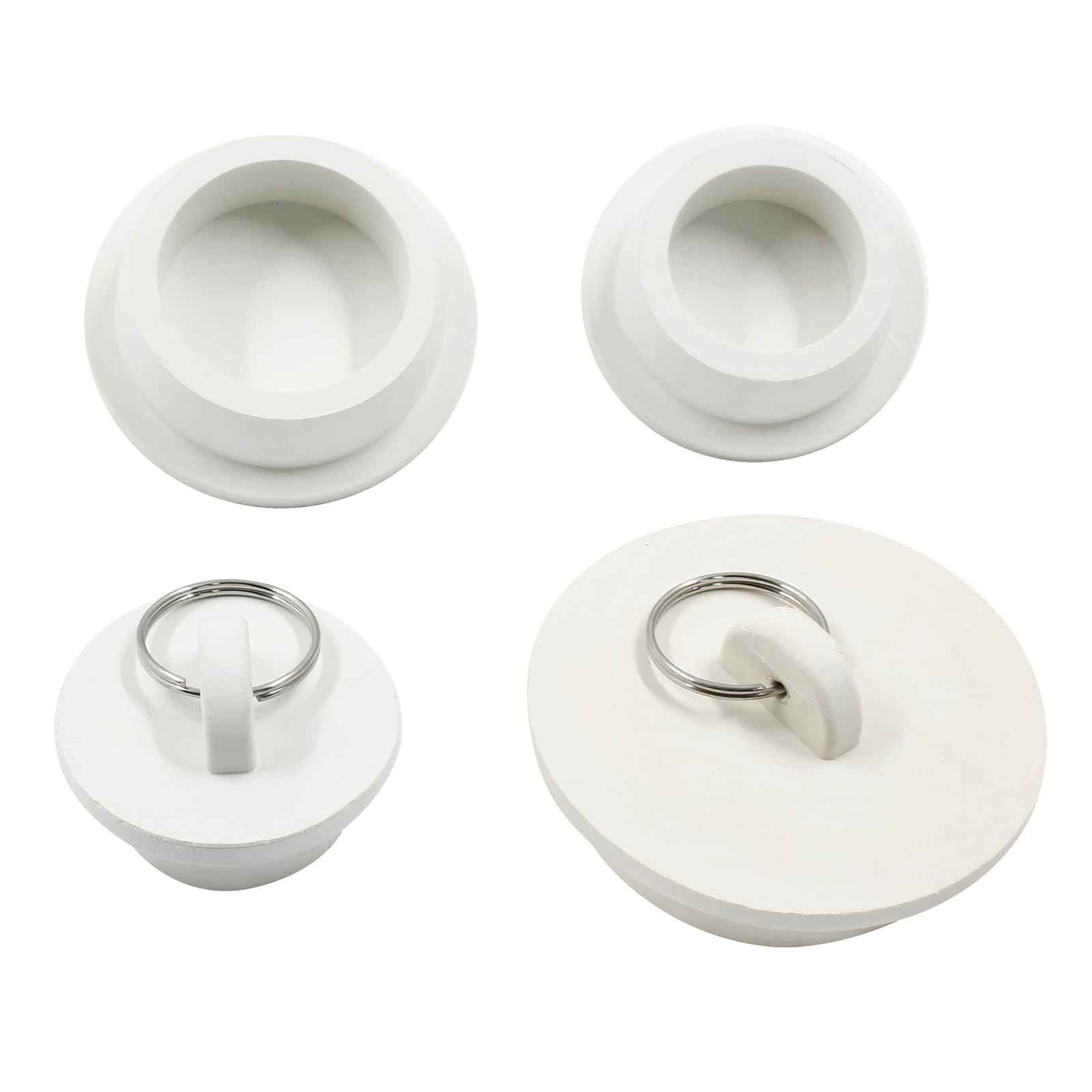 Cionyce 4 Pack Sink Bathtub Plug Rubber Sink Stopper White Bath Tub Drain Stoppers With Pull Ring For Kitchen, Bathtub,Laundry S
