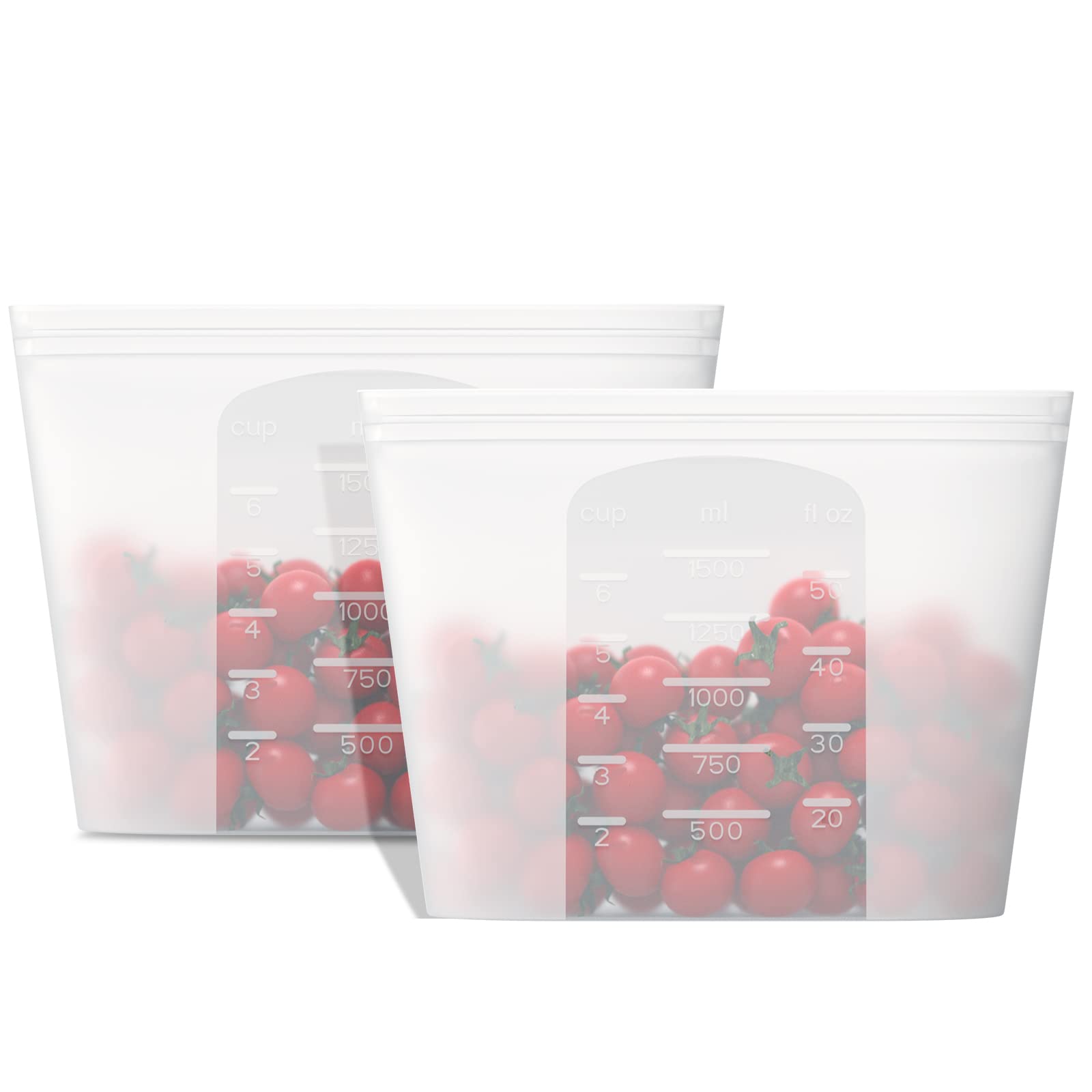 Winrock Reusable Silicone Food Storage Bag, 2 Set Of Large 53Oz