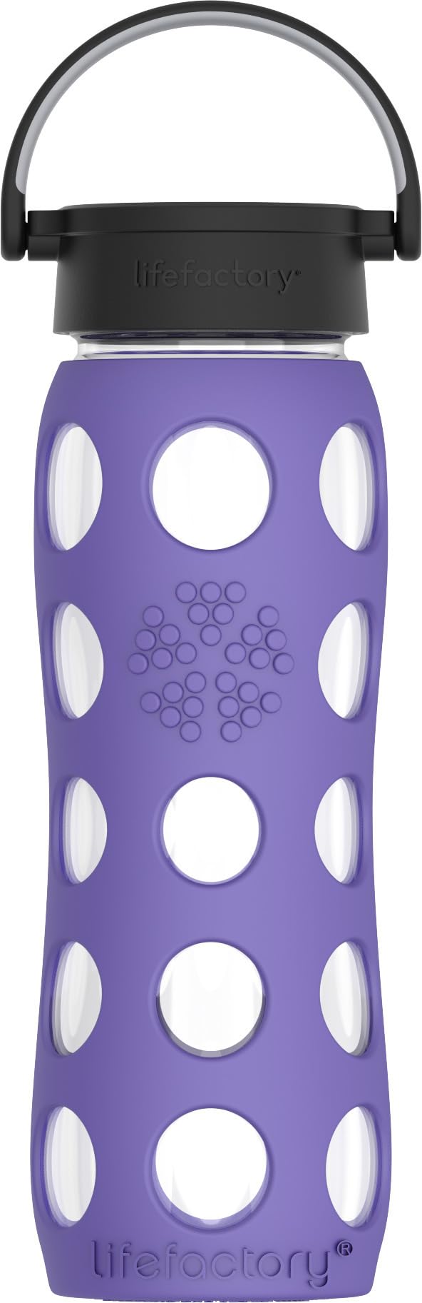 Lifefactory 22oz Glass Water Bottle with Classic Chug Cap, Royal Purple