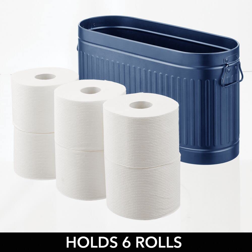 Mdesign Large Steel Free Standing Toilet Paper Organizer, 6-Roll Tissue Storage Holder Container Bin For Bathroom Floor, Fits Un