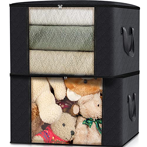 Fab totes 6 Pack Clothes Storage, Foldable Blanket Storage Bags, Storage Containers for Organizing Bedroom, Closet, Clothing, Co