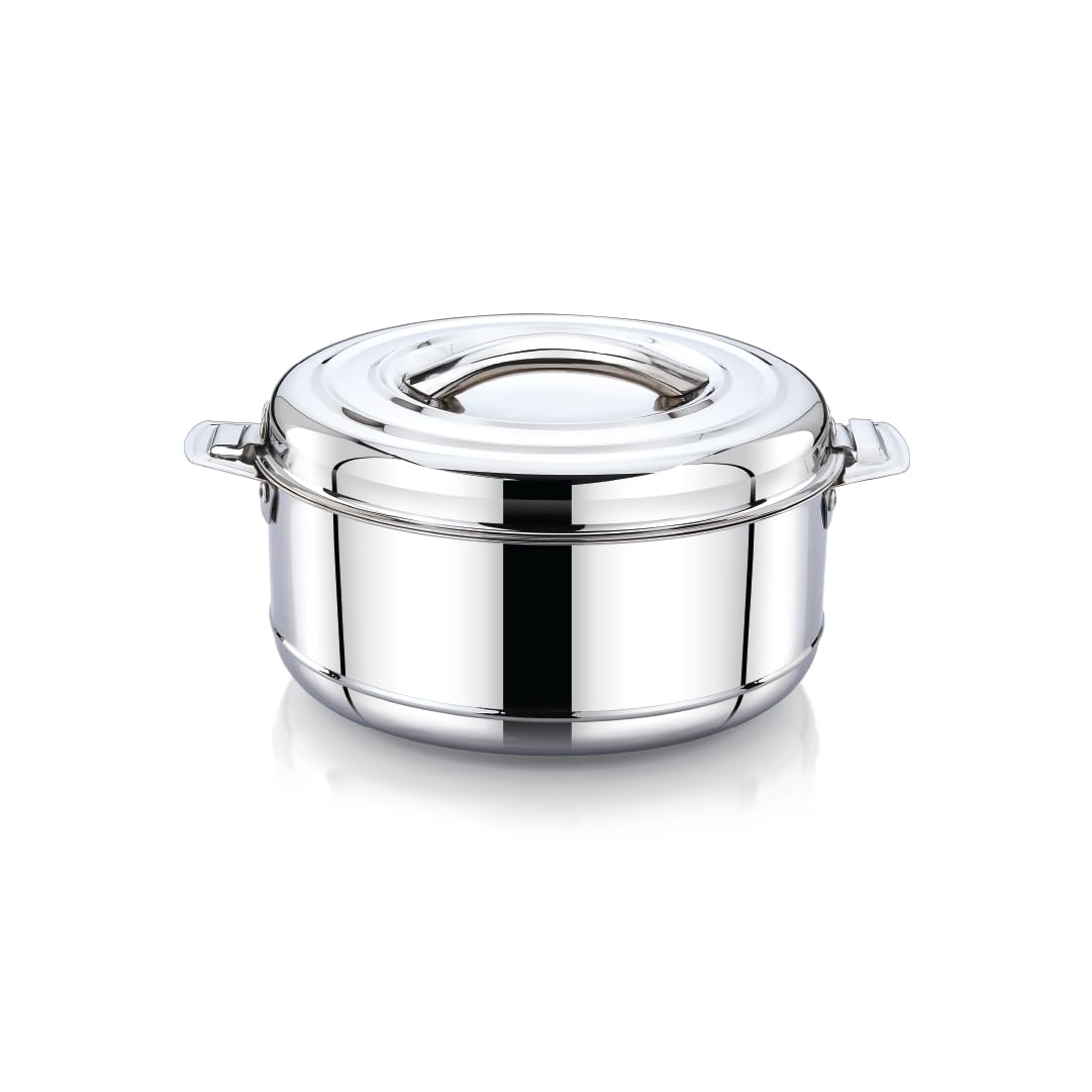 Praylady Vintage Stainless Steel Hot Pot Casserole 3.5 Litre  Insulated Thermal Food Warmer With Lid | LeakProof, Durable Stee