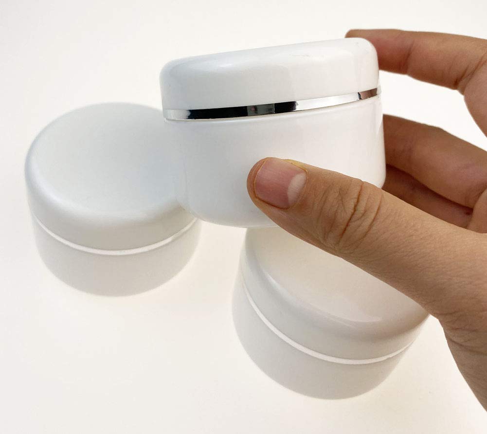 6Pcs 100G/3.4Oz Empty White Plastic Cosmetic Jar Pot With Inner Liners And Screw Lid Refillable Make-Up Cosmetic Storage Contain