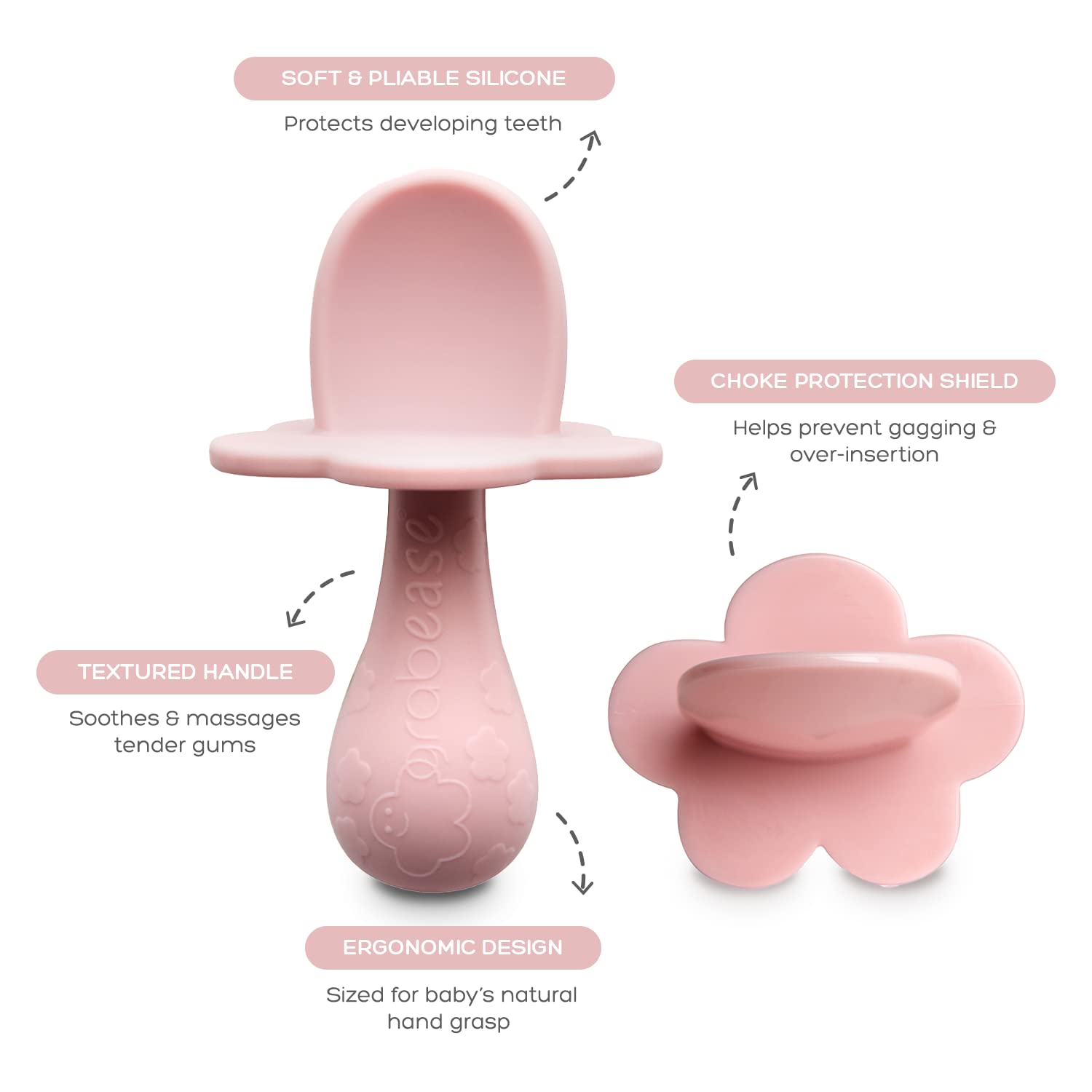 Grabease Baby Silicone Spoon Set For Baby-Led Weaning & First Stage Self-Feeding: Soft, Safe 100% Food-Grade Silicone, Safe For