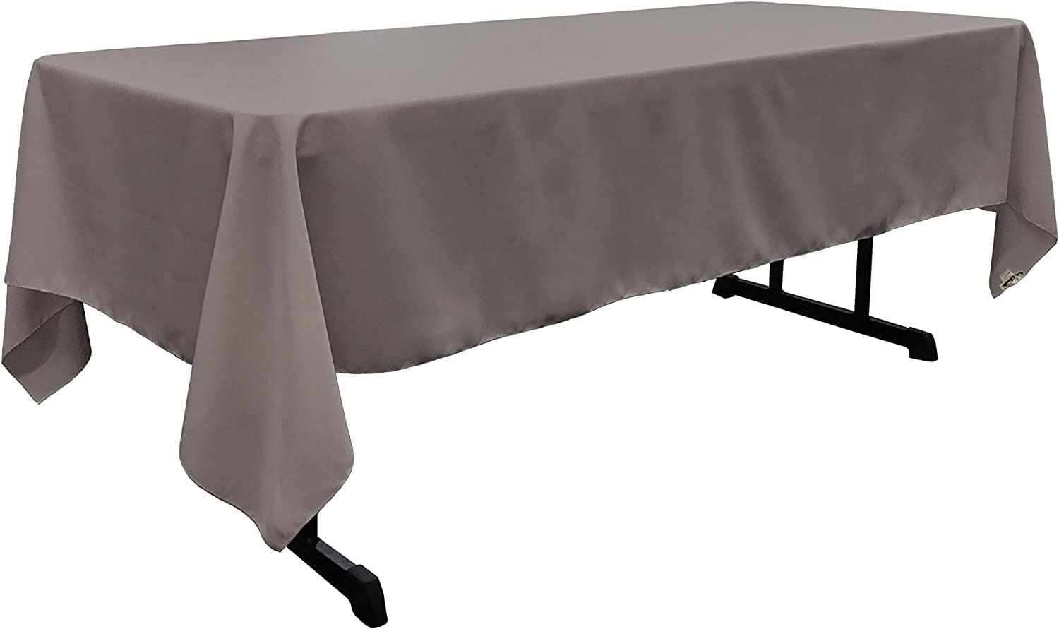 LA Linen Polyester Poplin Rectangular Tablecloth 60 by 144-Inch  Dark Gray