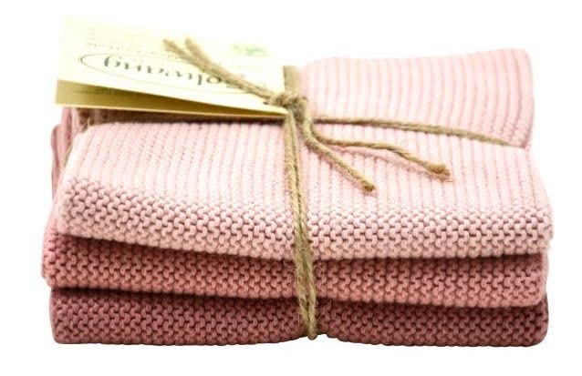 Solwang 3-Piece Danish Cotton Dishcloths In 100% Certified Organic Cotton Made In India (Smoky Rose Organic Combi)
