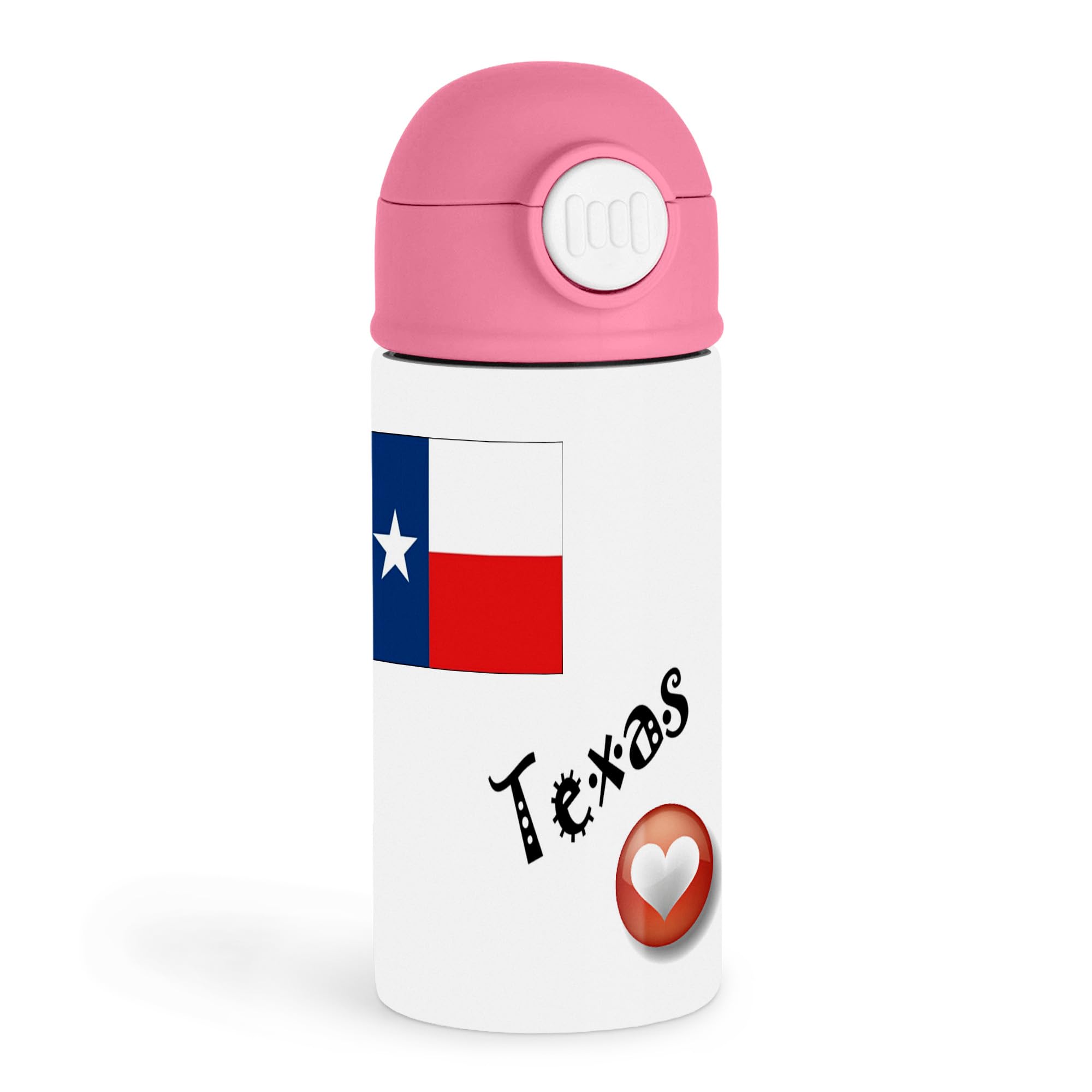 Sentimental Texas Enthusiast 12oz Kids Water Bottle Pink  I Love Texas  Daily Hydration, School Lunch