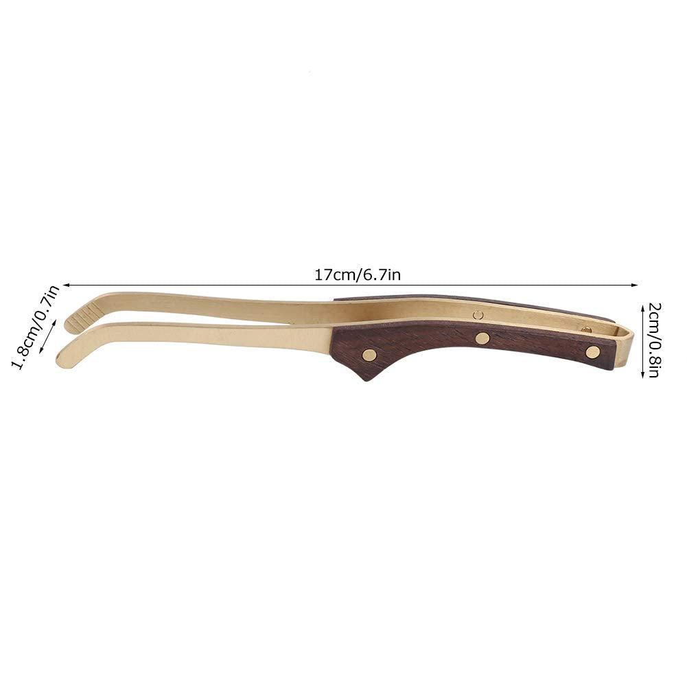 Tea Clip, Hot Wood Copper Tea Clip Non-Slip Tea Set Tweezers Tea Ceremony Accessories Household Mini Tongs Sugar Tongs(1#)