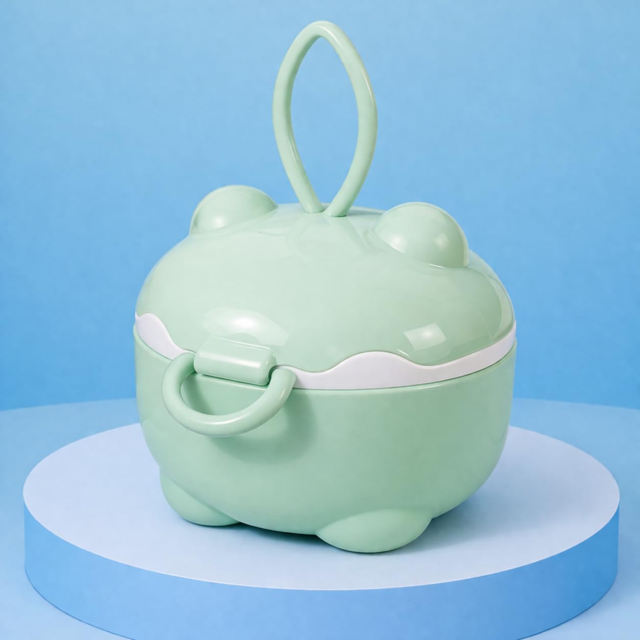 Dtr Creation Frog Shape Storage Container With Handle | Cute Multipurpose Plastic Box With Lock Lid | Portable Mini Organizer Fo