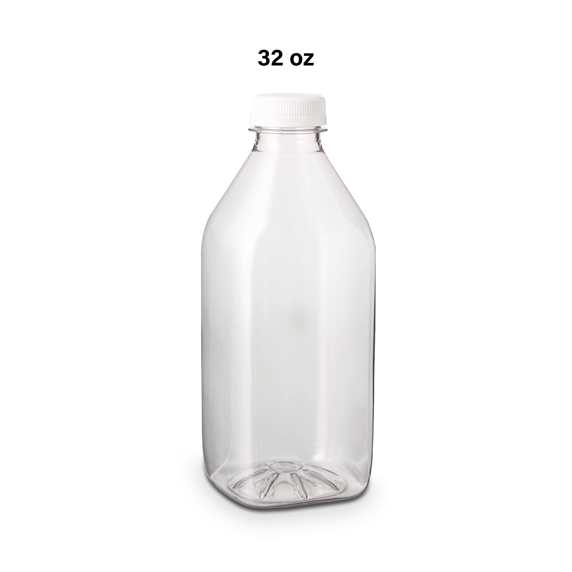 Mt Products 32 Oz. / 1 Quart Empty Clear Pet Plastic Juice Bottles With Tamper Evident Caps By Am Bottle Supply - Set Of 8 Bottl