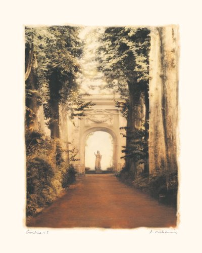 Giardino I Beautiful Italian Tree Lined Path, Arc And Statue; Two 11X14 Poster Prints