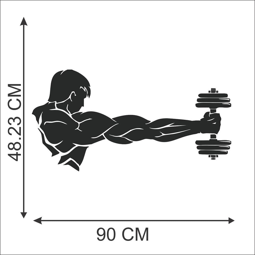 CVANU Transparent Gym Self-Adhesive Vinyl Wall Sticker for Wall Decoration (48.23cmX90cm) Black_S291