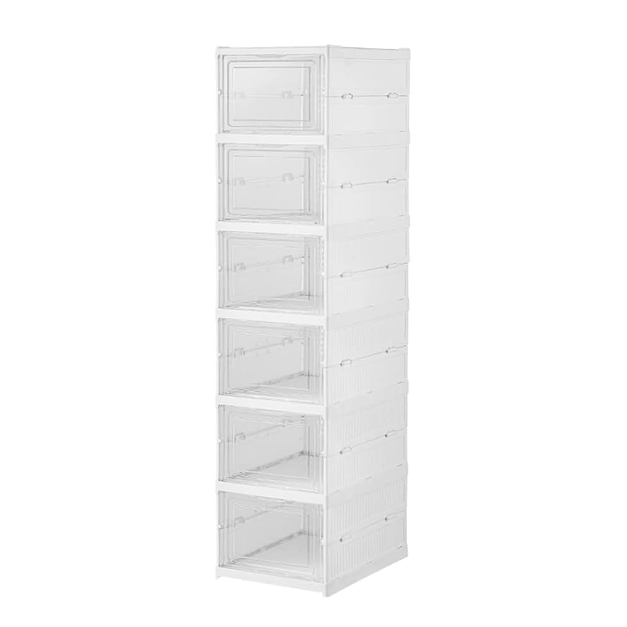 Sulfar 6 Tier Shoe Rack Collapsible Shoe Organiser With Door  Foldable Sneaker Crates Footwear Organiser For Men, Women, Heels,