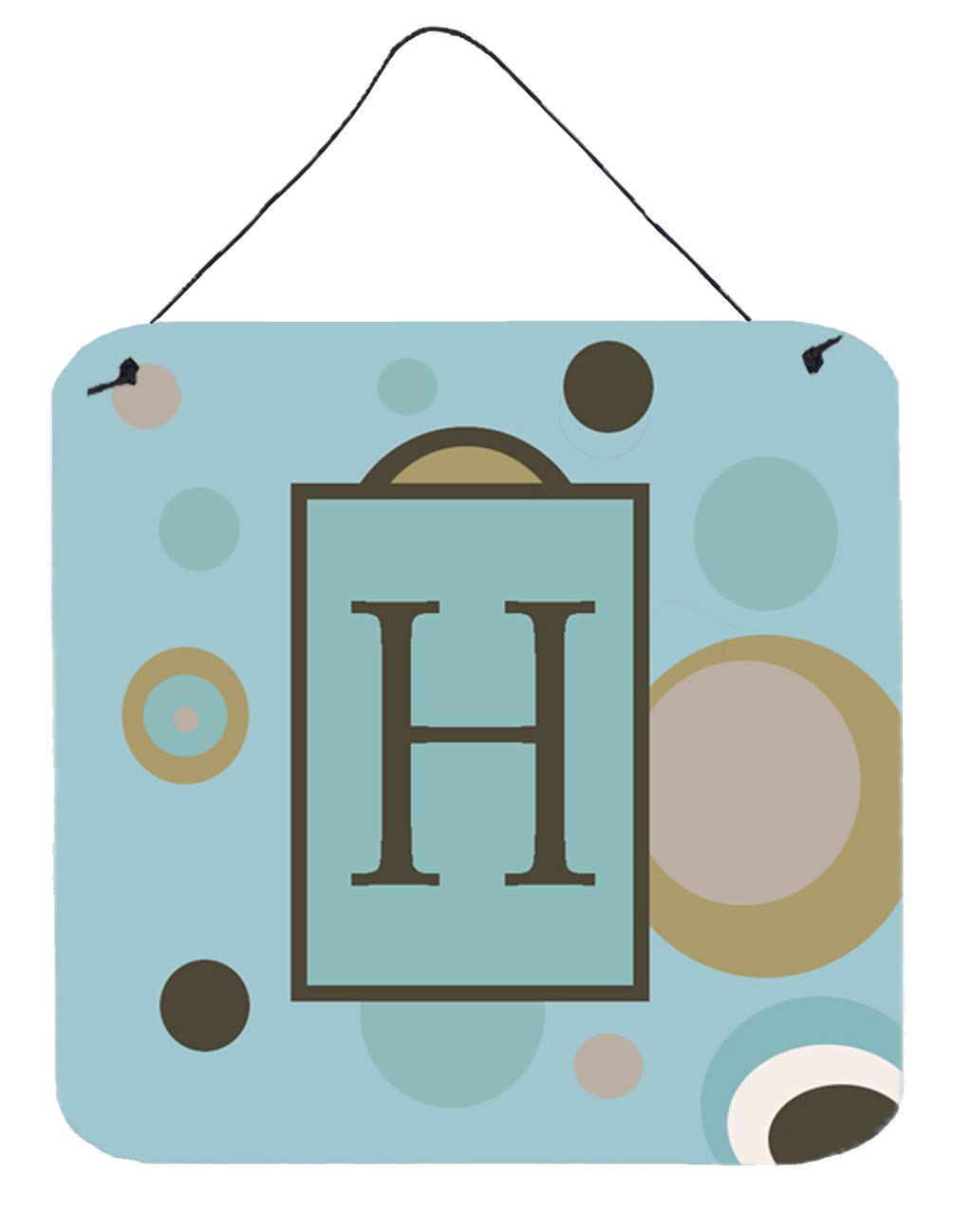 Caroline's Treasures CJ1013-HDS66 Letter H Initial Monogram - Blue Dots Wall or Door Hanging Prints Aluminum Metal Sign Kitchen 