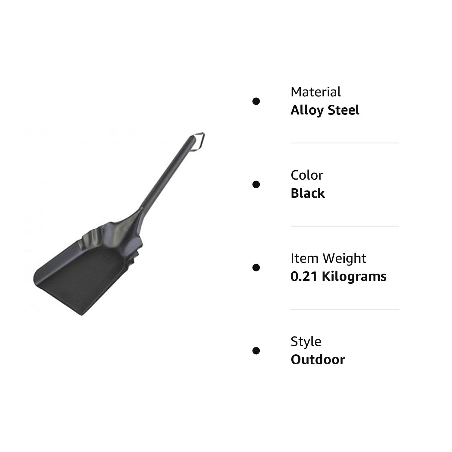 Rocky Mountain Goods Fireplace Shovel 17'' - Heavy Gauge Steel - Heat Resistant Finish - Leather Hang Strap - Coal Shovel