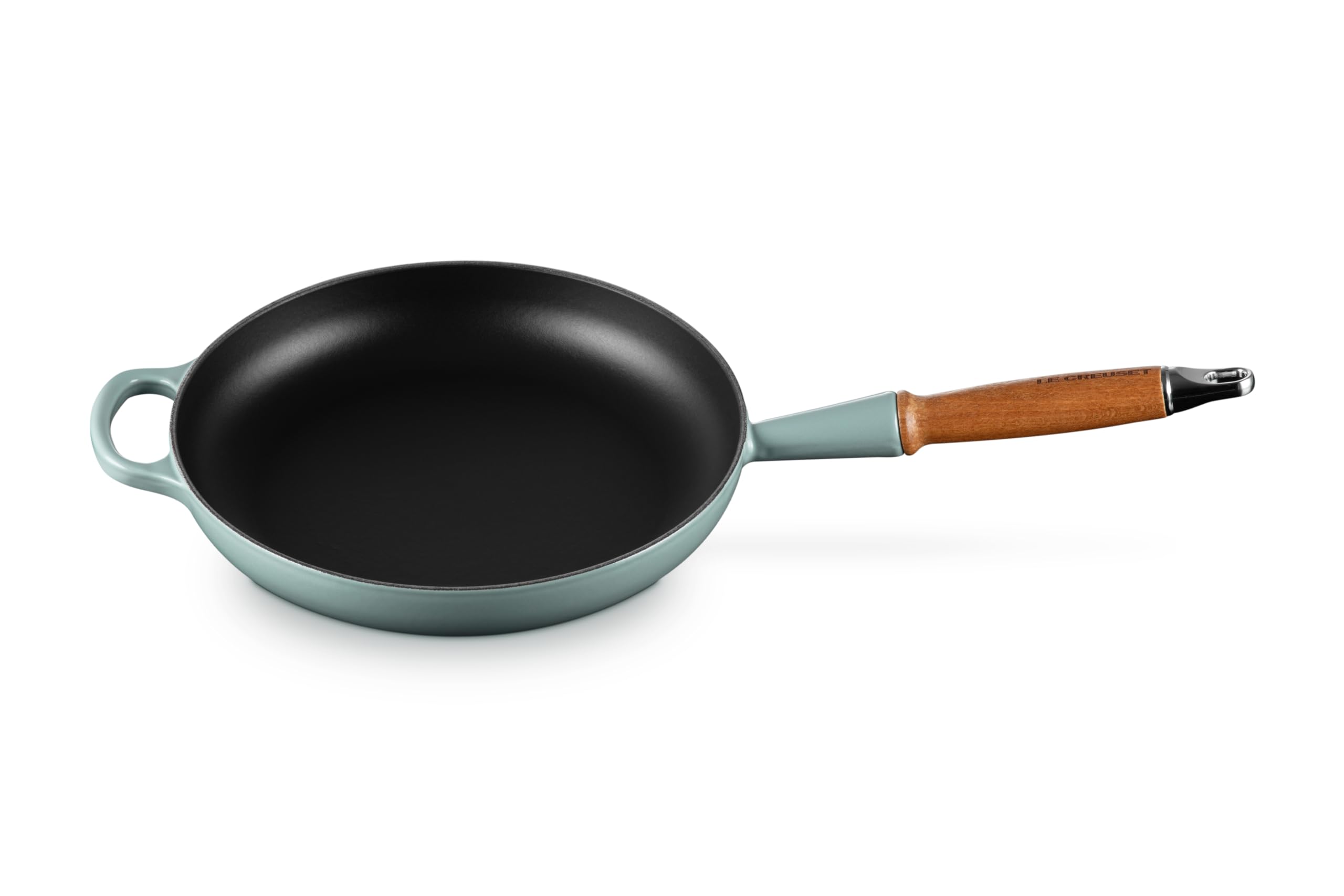 Le Creuset Enameled Cast Iron Alpine Wood Handle Fry Pan, 10.25, Sea Salt