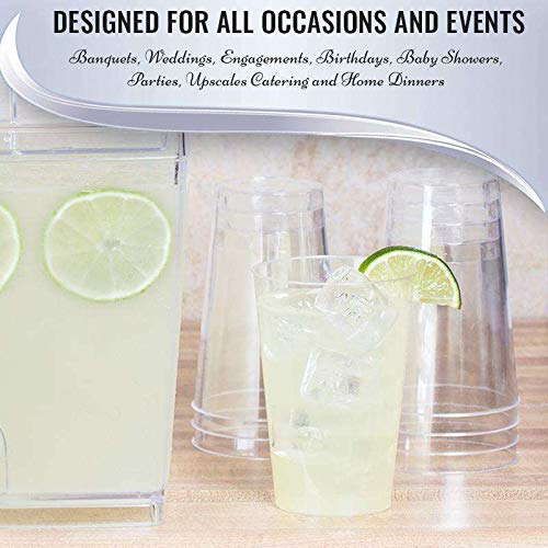 Kaya Clear Round Plastic Cups (10 Oz.) - Pack Of 25 - Premium Quality & Sturdy Plastic - Perfect For Parties, Gatherings & Theme