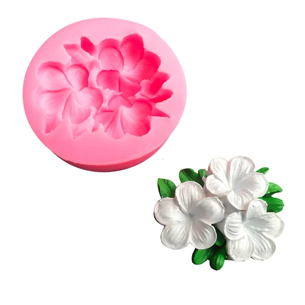 2 Pack Flower Fondant Molds Silicone Gardenia Plumeria Rubra Flower Mold Candy Chocolate Kitchen Baking Tools, Cookies, Flower P