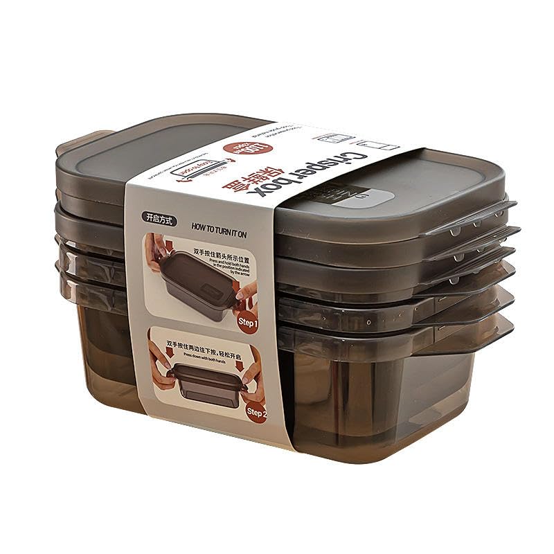Kenadiya Stackable Food Storage Containers With Airtight Lids, Smoke Grey, Multipurpose Refrigerator Organizer For Fruit, Vegeta